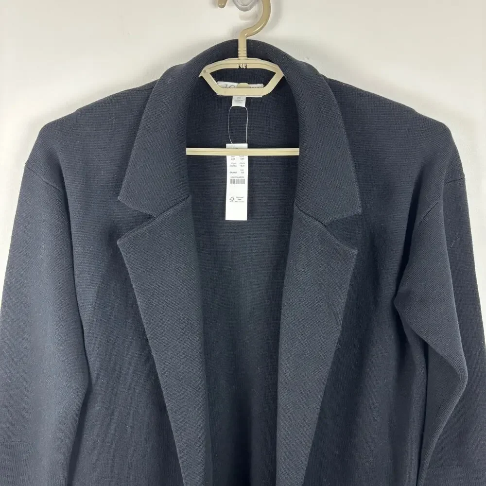 J. Crew Ella open-front long sweater-blazer NEW XS oversized Black AD753